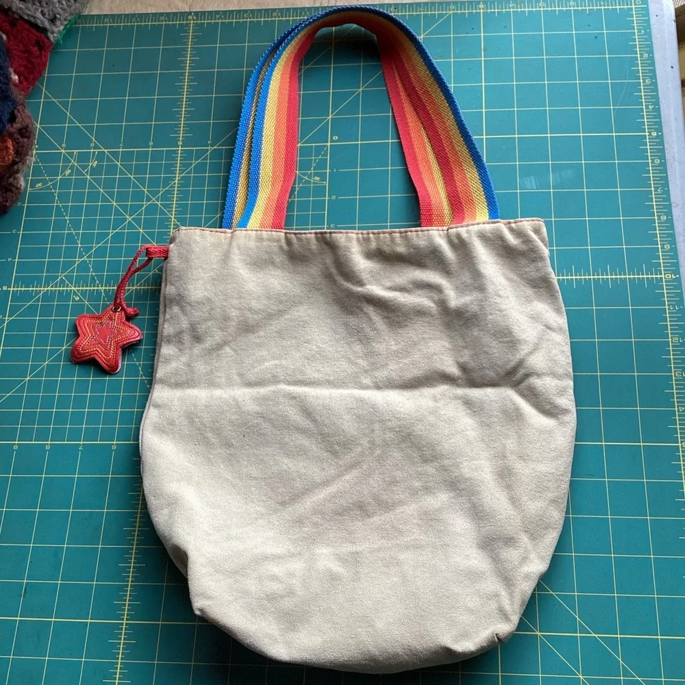 Vintage Little Miss Bossy Cotton Tote Rainbow Star Boho Hippie Pride Retro